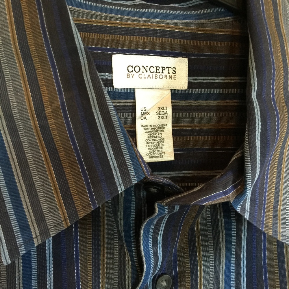 Concepts by Claiborne Blue Stripe Long Sleeve 3XLT - Picture 4 of 4